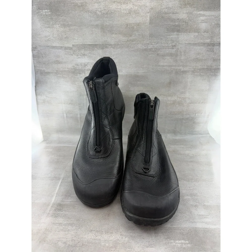 Clarks Men Sz 11M Black Leather Front Zip Waterproof Ankle Boots 85228